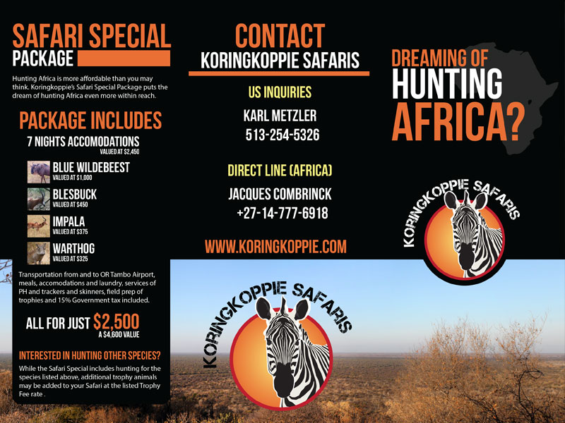Koringkoppie Safaris Tri-Fold Brochure
